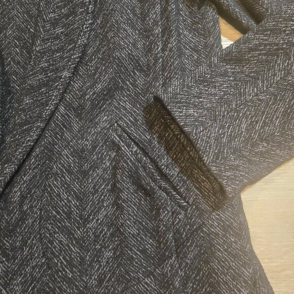 Eileen Fisher Herringbone Wool Blend Cardigan Blazer Womens Large Sweater Black - Picture 7 of 9